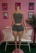 Stripe Tube Top Fold Over Set